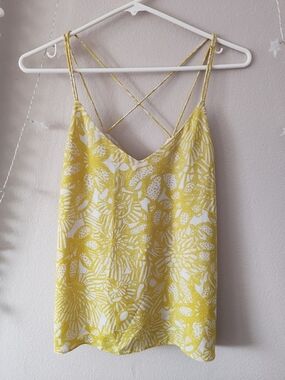 H&M Yellow and White Floral Strappy Cami
